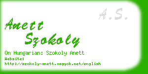 anett szokoly business card